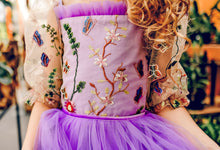 Load image into Gallery viewer, Butterfly Garden Embroidery Bodice and Sleeves Maxi Tulle Dress (New Fabric)