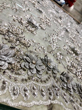 Load image into Gallery viewer, Holiday Dress - Silver Lace - Sizes 12-18m - 5y Royal Blue, Black or Off White Velvet