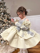 Load image into Gallery viewer, Holiday Dress - Silver Lace - Sizes 12-18m - 5y Royal Blue, Black or Off White Velvet