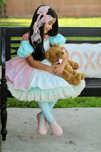 Load image into Gallery viewer, Beary Sweet Dress (Light teal and Pink) Preorder