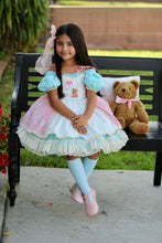 Load image into Gallery viewer, Beary Sweet Dress (Light teal and Pink) Preorder