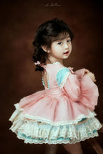 Load image into Gallery viewer, Beary Sweet Dress (Light teal and Pink) Preorder