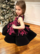 Load image into Gallery viewer, Holiday Short Gown - Silver Lace - Sizes 12-18m - 5y Royal Blue, Black or Off White Velvet