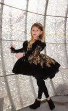 Load image into Gallery viewer, Holiday Short Gown - Silver Lace - Sizes 12-18m - 5y Royal Blue, Black or Off White Velvet