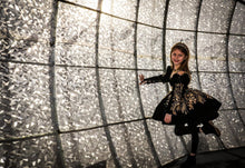 Load image into Gallery viewer, Holiday Short Gown - Silver Lace - Sizes 12-18m - 5y Royal Blue, Black or Off White Velvet