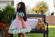 Load image into Gallery viewer, Beary Sweet Dress (Light teal and Pink) Preorder