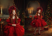 Load image into Gallery viewer, Sugarplum Red Gown Short Version - Red Lace - Sizes 12-18m - 5y