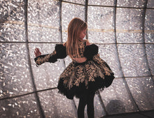 Load image into Gallery viewer, Holiday Short Gown - Silver Lace - Sizes 12-18m - 5y Royal Blue, Black or Off White Velvet