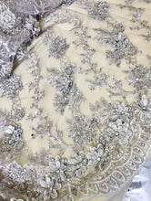 Load image into Gallery viewer, Holiday Dress - Silver Lace - Sizes 12-18m - 5y Royal Blue, Black or Off White Velvet