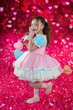 Load image into Gallery viewer, Beary Sweet Dress (Light teal and Pink) Preorder