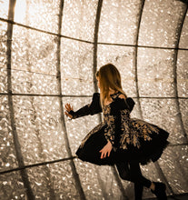 Load image into Gallery viewer, Holiday Short Gown - Silver Lace - Sizes 12-18m - 5y Royal Blue, Black or Off White Velvet