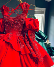 Load image into Gallery viewer, Sugarplum Red Gown Short Version - Red Lace - Sizes 12-18m - 5y