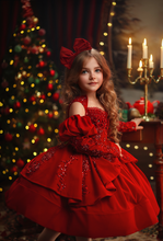 Load image into Gallery viewer, Sugarplum Red Gown Short Version - Red Lace - Sizes 12-18m - 5y