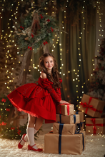 Load image into Gallery viewer, Sugarplum Red Gown Short Version - Red Lace - Sizes 6-10