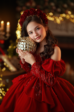 Load image into Gallery viewer, Sugarplum Red Gown Short Version - Red Lace - Sizes 6-10