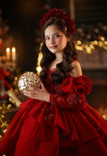 Load image into Gallery viewer, Sugarplum Red Gown Short Version - Red Lace - Sizes 6-10