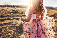 Load image into Gallery viewer, Le Jardin des Papillons Full Embroidery (chest and skirt with plain tulle sleeves) Lavender or Pink (or custom color) Maxi Tulle Dress