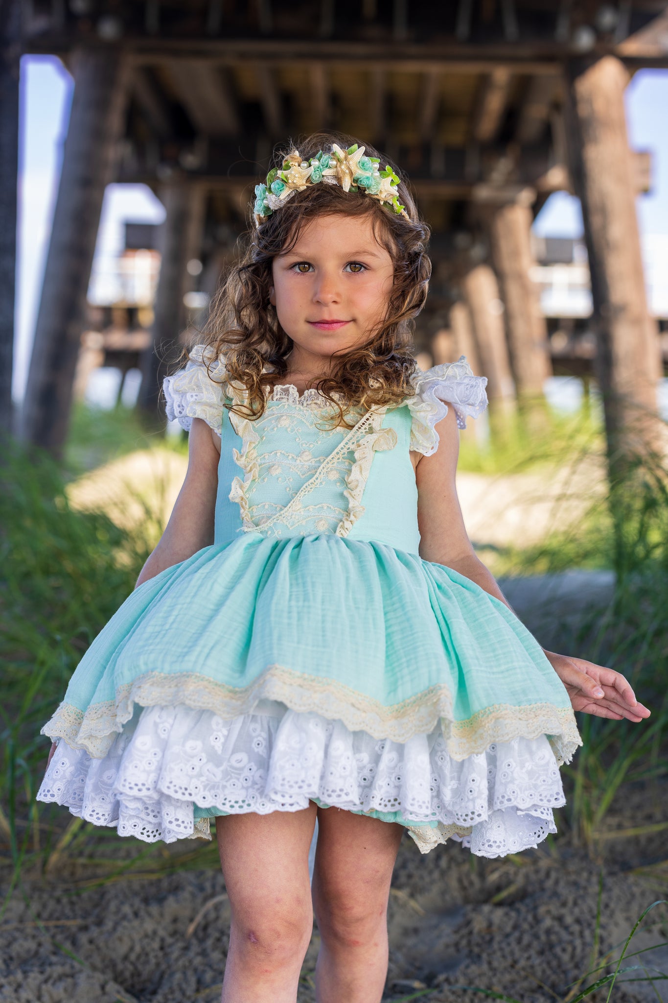 Sea Glass Dress 9-10 Ready to Ship / With petti (layers of tulle) Sea Glass Dress 9-10 Ready to Ship / With petti (layers of tulle)