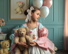 Load image into Gallery viewer, Beary Sweet Dress (Light teal and Pink) Preorder
