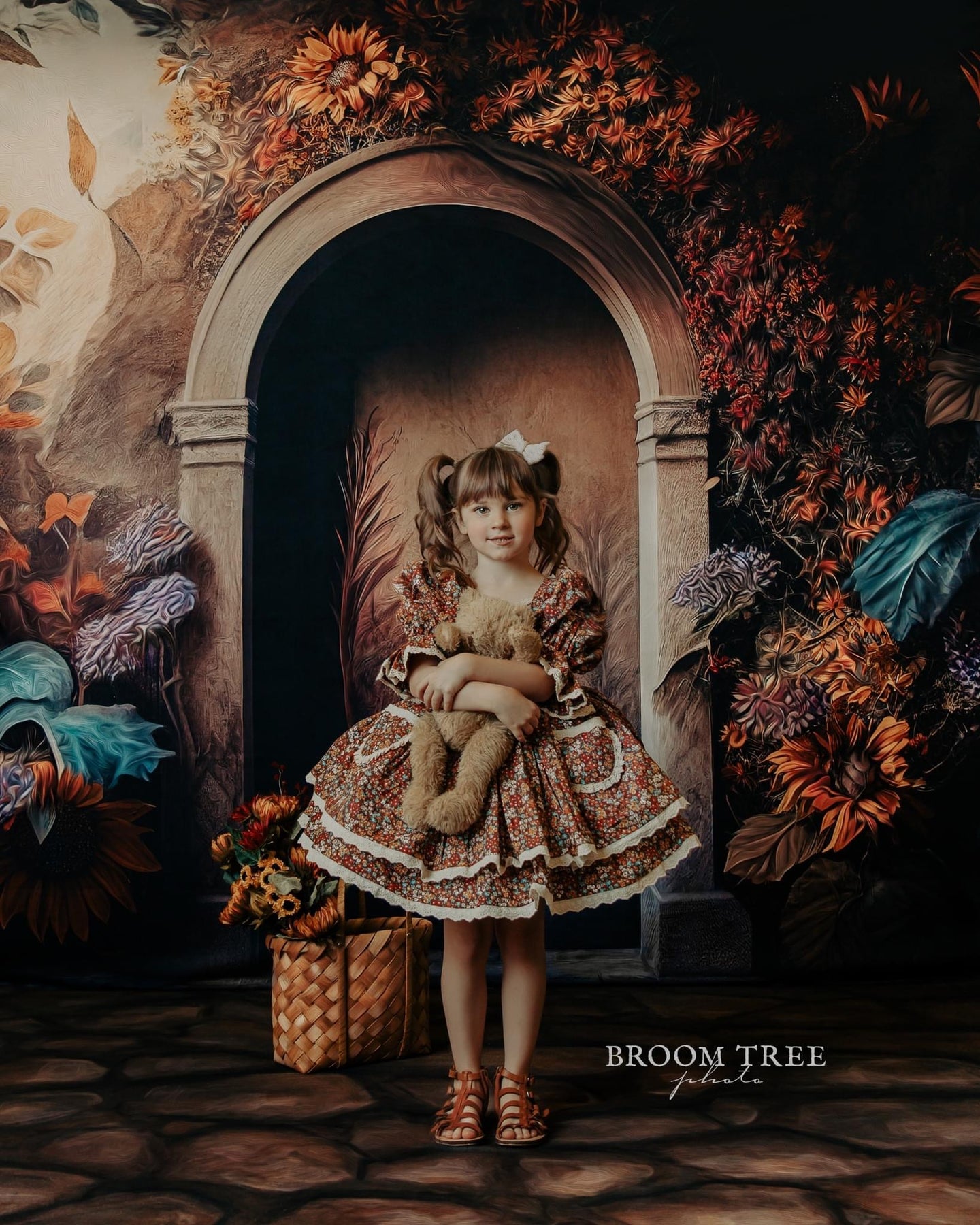 Orange Brown Autumn Blossom Dress Set