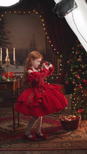 Load and play video in Gallery viewer, Sugarplum Velvet Gown Short Version - Red Lace - Sizes 12-18m - 5y Red, Burgundy or Green Velvet
