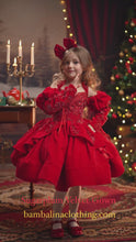 Load and play video in Gallery viewer, Sugarplum Velvet Gown Short Version - Red Lace - Sizes 12-18m - 5y Red, Burgundy or Green Velvet
