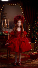 Load and play video in Gallery viewer, Sugarplum Velvet Gown Short Version - Red Lace - Sizes 12-18m - 5y Red, Burgundy or Green Velvet
