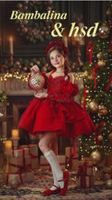 Load and play video in Gallery viewer, Sugarplum Red Gown Short Version - Red Lace - Sizes 12-18m - 5y
