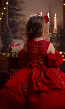 Load and play video in Gallery viewer, Sugarplum Velvet Gown
 - Short Version - Red Lace - Sizes 11/12-15/16y Red, Burgundy, Royal Blue or Green Velvet
