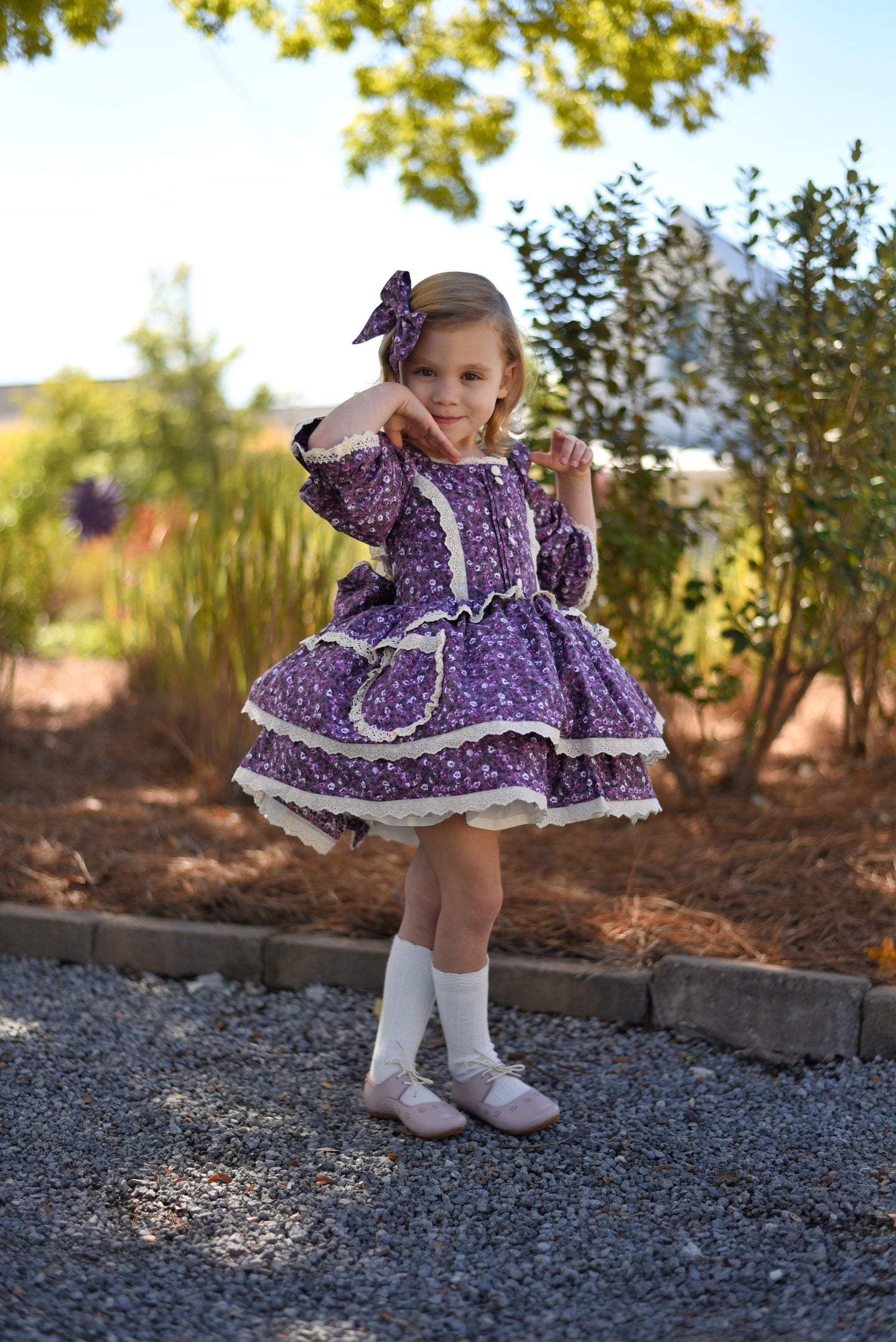 Purple Autumn Blossom Dress Set